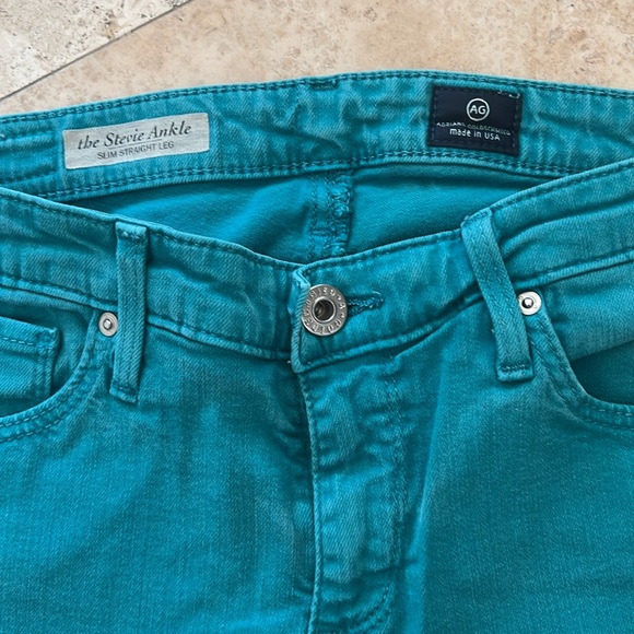 AG The Stevie Ankle Slim Straight Leg Size 27 in Aqua Green Color - Picture 4 of 9
